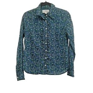 Trovata Birds of Paradise Long Sleeve Blouse Floral Women's Size Small Navy